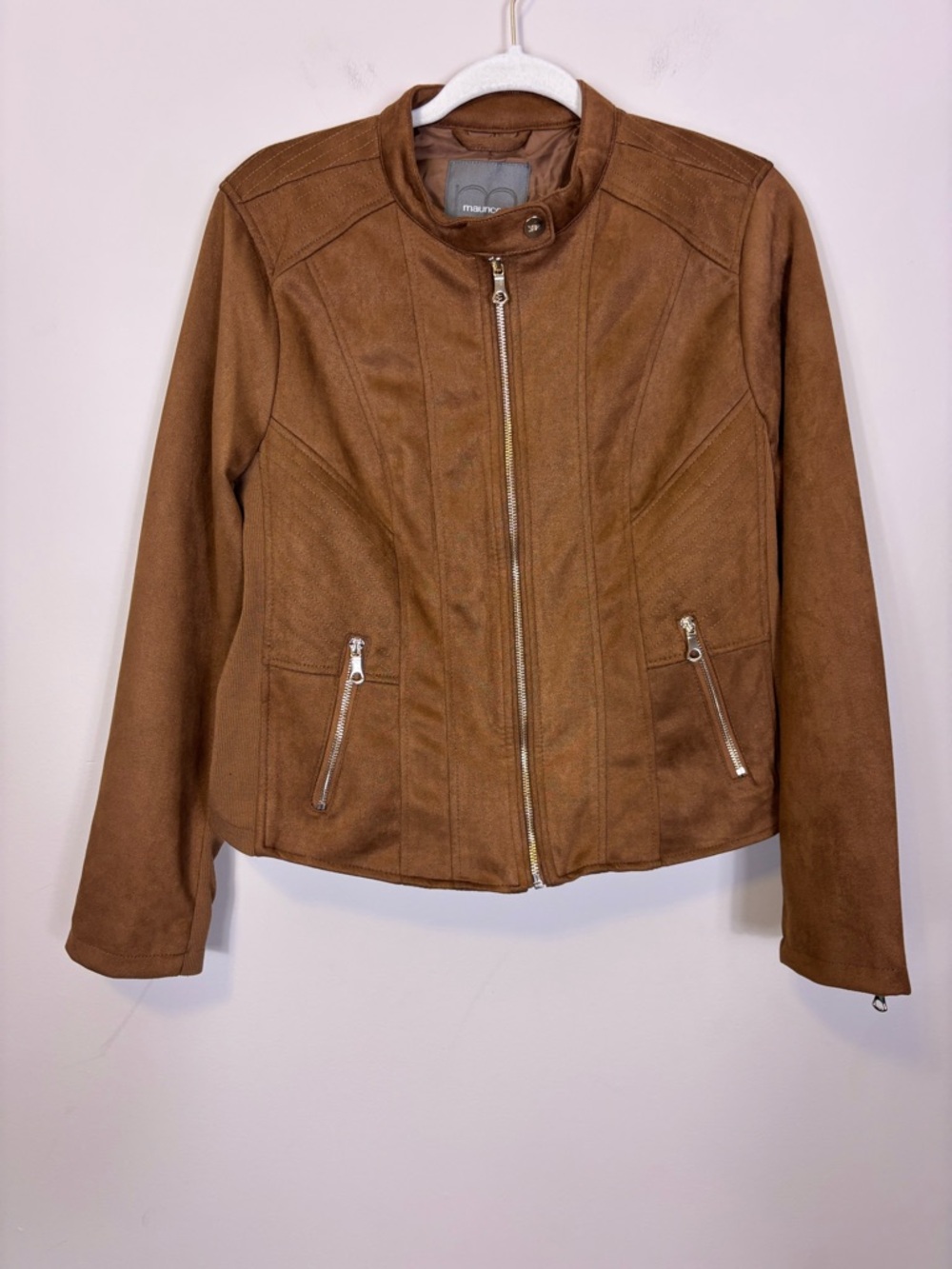 New with tags Maurices Tan Faux Suede Zip Up Moto Jacket Large